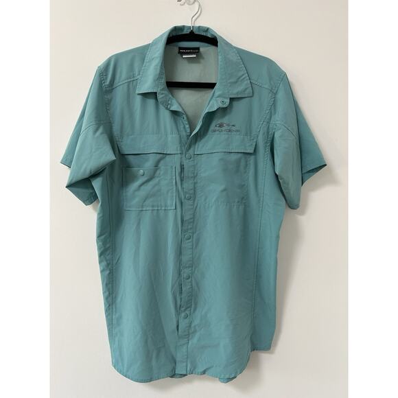Grundens Hooksetter Mens Sz SM Button Shirt Snap Blue Fishing Outdoor Pockets - Picture 1 of 9